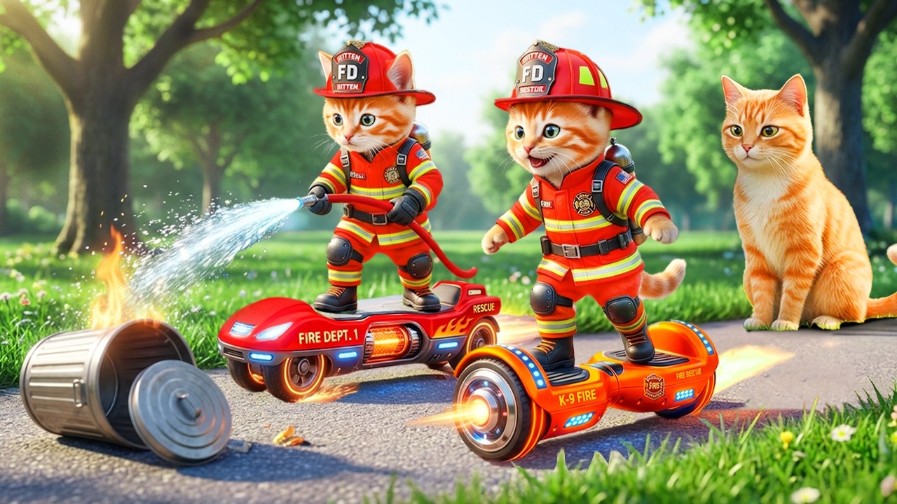 Kittens Drive Fire Rescue Hoverboards 🚓 on a Revenge Mission to Rescue Mama Cat from a Bully💥🐱