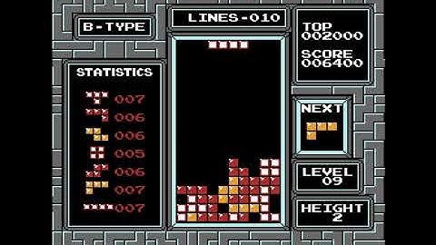 Tetris (NES Version) - Game B Longplay - Level 9 - Height 2
