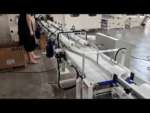 خط إنتاج مناديل الحمام 48 لفة مع آلة تعبئة مناديل الحمام الفردية