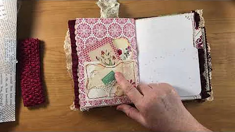 Burgundy Floral Fabric Junk Journal