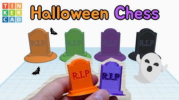 153) Halloween Chess Grave Pawn | How to 3D Modeling & Printing with Tinkercad