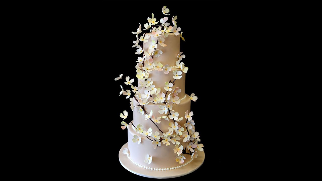 Champagne Dogwood Wedding Cake YouTube 