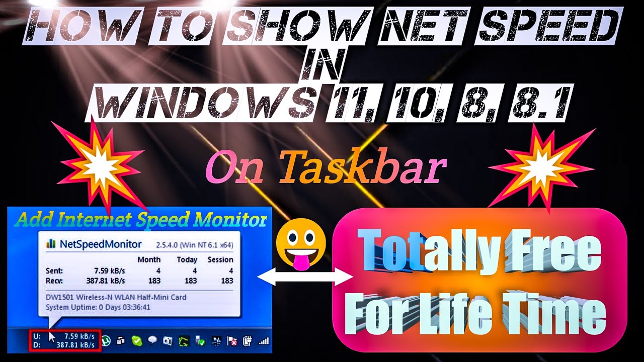 How To Show Net Speed Monitor On Taskbar In Window 11 /10/8/8.1 | Full ...
