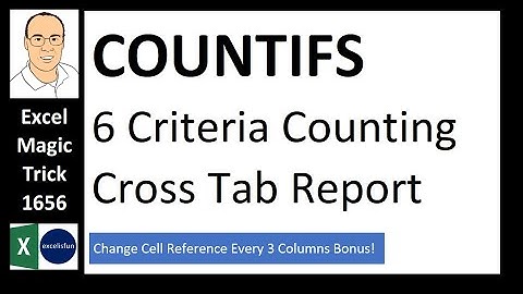 COUNTIFS 6 Criteria Counting Cross Tab Report. Change Cell Reference Every 3 Columns Too! EMT 1656