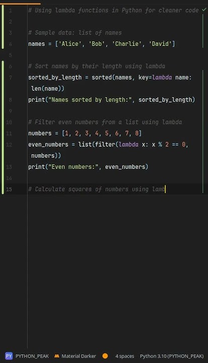 How to use lambda for cleaner one-line functions? Transform Your # ...