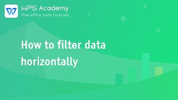 [WPS Academy] 2.8.9 Excel: How to filter data horizontally