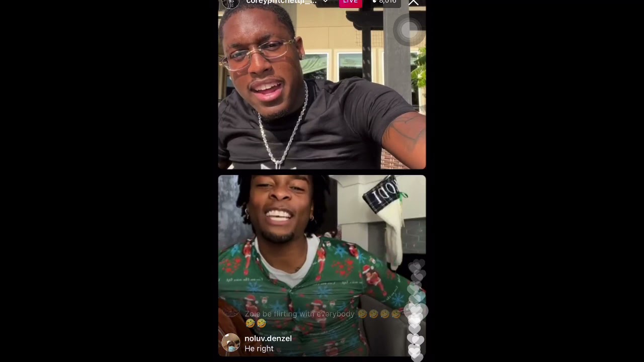 Corey & iamzoie on live 🙈😂