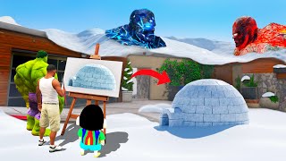 GTA 5 | SHINCHAN & FRANKLIN SURVIVING THE SUPER COLDEST SNOWY DAY WITH MAGICAL PAINTING IN GTA 5