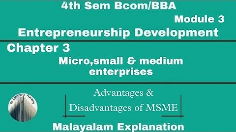 |4th Sem Bcom/BBA|Module 3|Entrepreneurship Development|Chapter 3|Advantages & Disadvantages of MSME