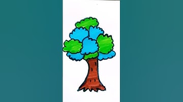 how to draw tree 🌲 #tree #ytshorts #youtubeshorts #easydrawing #drawingtutorial #shorts #art