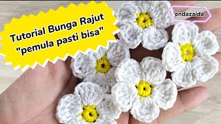DIY🧶CARA MEMBUAT BUNGA RAJUT DAISY YANG CANTIK PEMULA PASTI BISA/HOW TO MAKE KNITTED DAISY FLOWERS