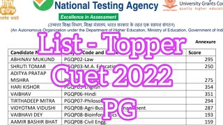 List of cuet PG topper #cuet #cuetpg2022 #topper #top