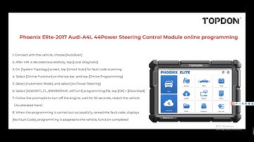 44Power Steering Control Module online proramming on 2017 Audi A4L