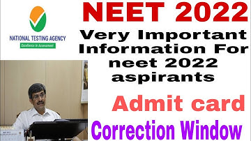 NEET 2022 :- Correction Window date released,Neet 2022 latest news#neet2022latestnewstoday