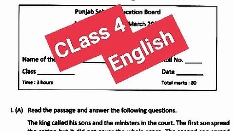 Class 4 English Sample paper 2023#pseb #solved #finalexam2023