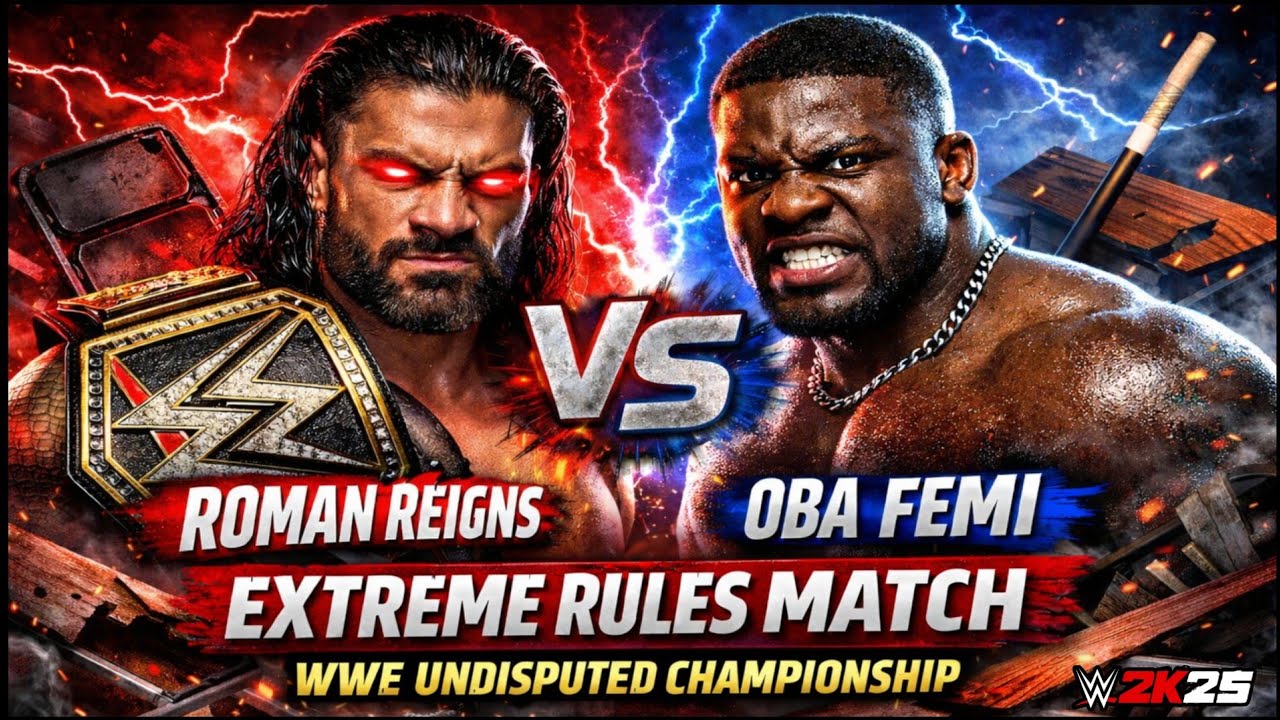 Roman Reigns Vs Oba Femi Extreme Rules Match For WWE Undisputed Championship WWE 2k25 Insane 😱☠️