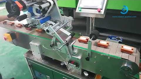 Automatic mold jig conveyer small piece card top labeling machine testing video