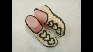 картинка: Плетени Терлици #142 (Knitted Slippers) (Тапочки спицами) (Patik) (Pantufas passo a passo)