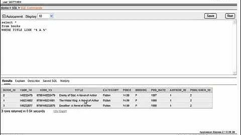 17 SQL with Oracle 10g XE   Using LIKE for Wildcards with SELECT