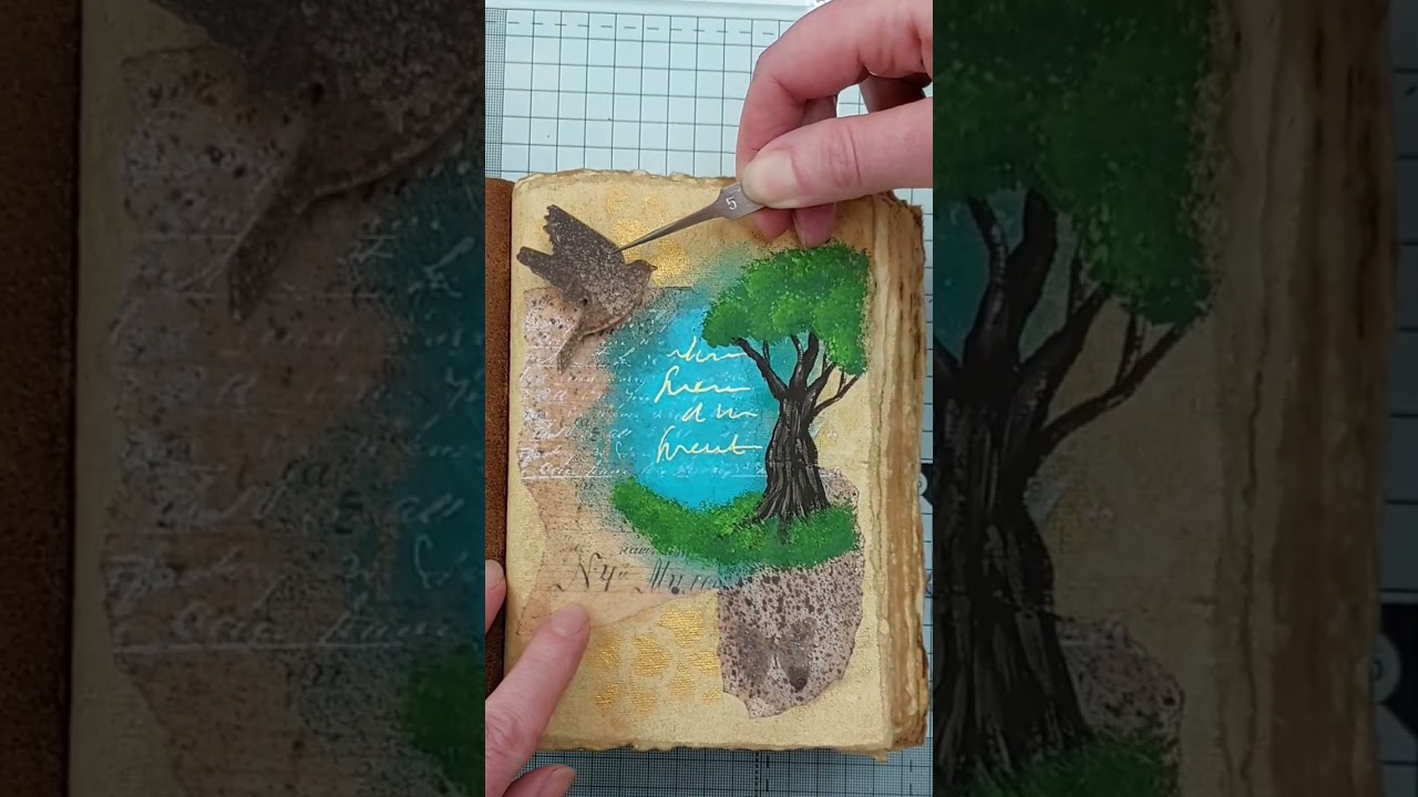 Starting a forest inspired art journal #artjournal #collage #scrapbook #art #nature