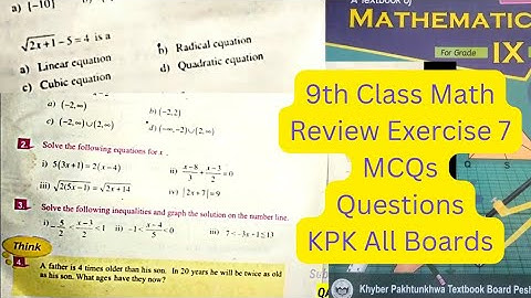 9th Class Math | Review Exercise 7 | Linear Equations | Radical Equations | Inequalities | QAS Edu