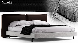 №213. Modeling Bed &quot; Minotti tatlin &quot; Autodesk 3ds Max &amp; marvelous design