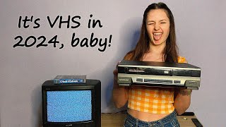 Nice Evening Alone with VHS video recorder Samsung | Playback and rewind a video tape