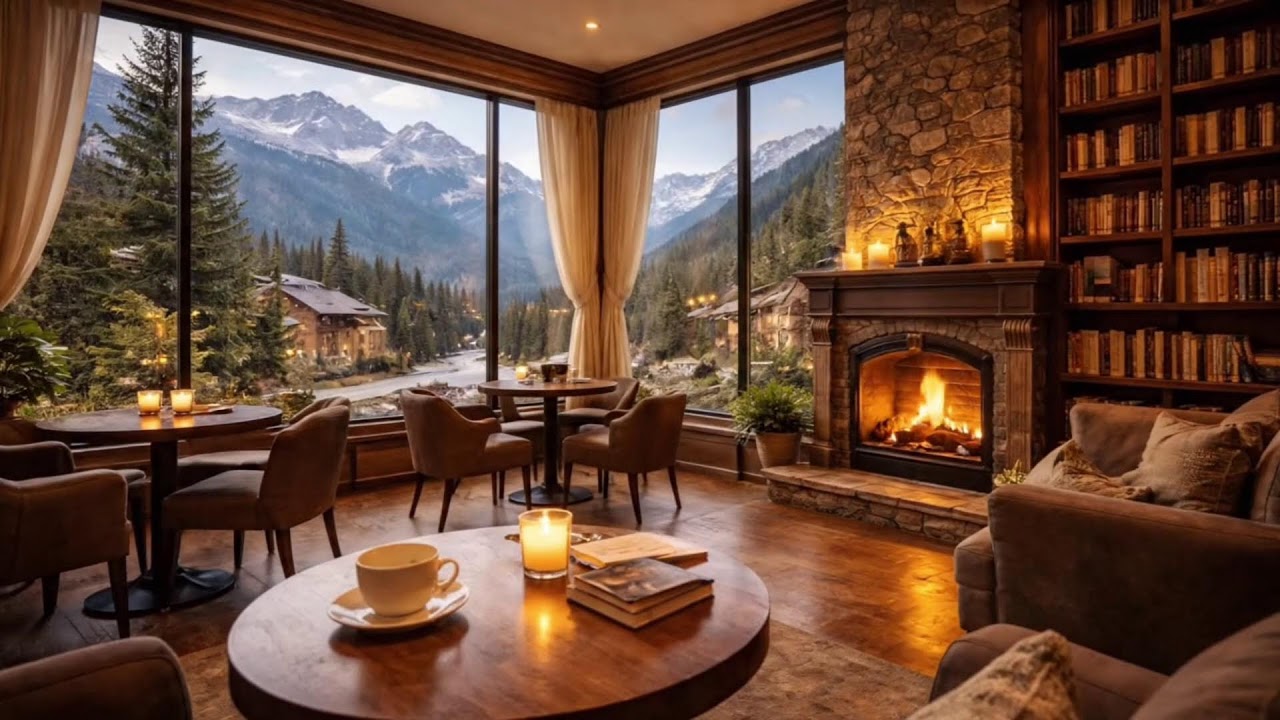 Beautiful Winter Cabin ☕ Smooty Jazz Piano & Gentle Fireplace Sounds for Study & Work