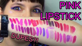 How many pink lipsticks?! Lipstick collection swatches and dupes!