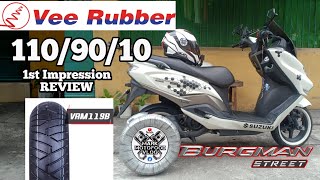 110/90/10 Vee Rubber for Suzuki Burgman Street | 1st Impression Review | Mark MotoFood Vlog