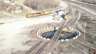 A LOOK AT THE UNION PACIFIC BOONE RAIL YARD (EX CNW)! DRONE VIEWS and stored EMD POWER!