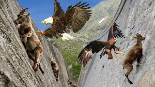 Terrible... Mountain Goat Climbing The Cliff To Escape The Pursuit Of The Eagle King - Eagle Attack