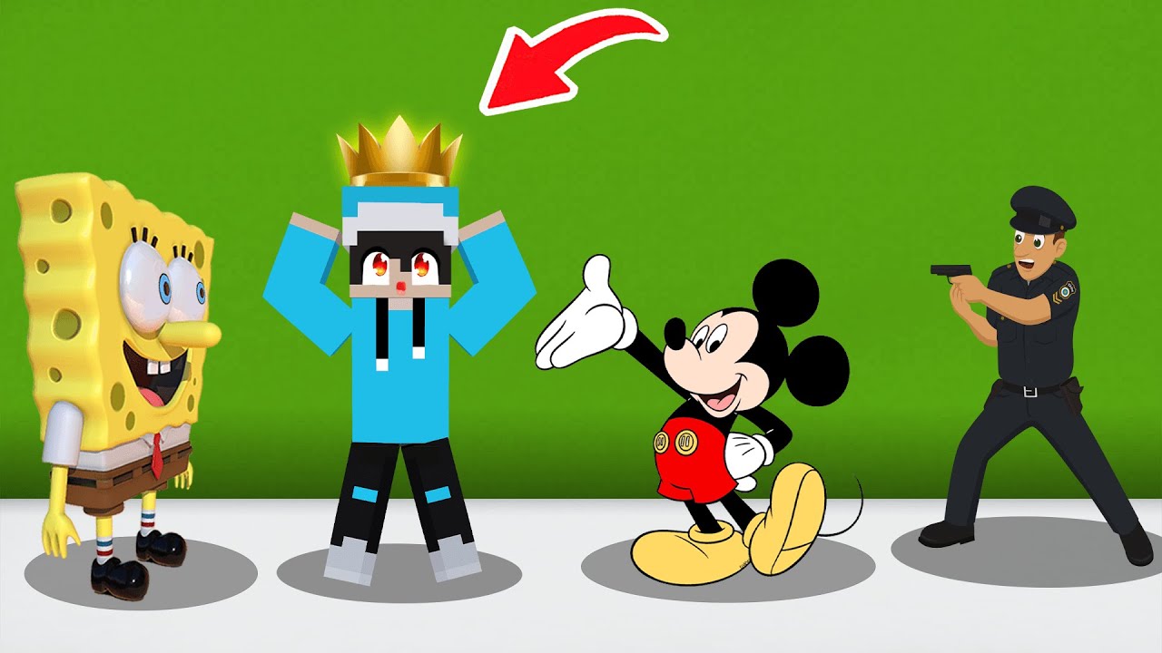ماين كرافت لكن انا وسبونج بوب وميكي ماوس سرقنا تاج عجيب !!؟ 🔥😱
