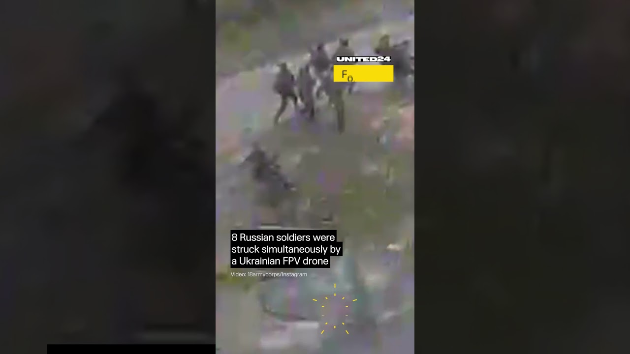 Eight Russian Soldiers Struck by Ukrainian FPV Drone #warinukraine