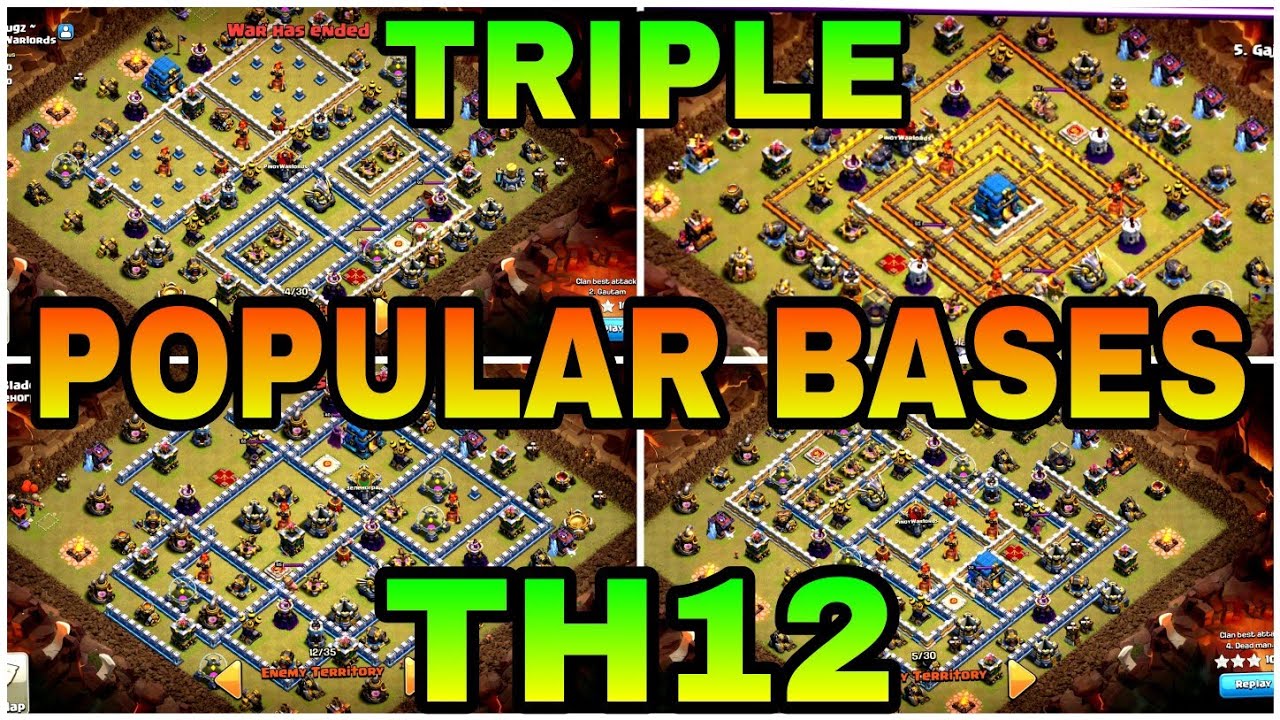 TH12 POPULAR BASE 3 STAR | TH12 FAMOUS BASE 3 STAR | TH12 COMMON BASE 3 STAR | COC