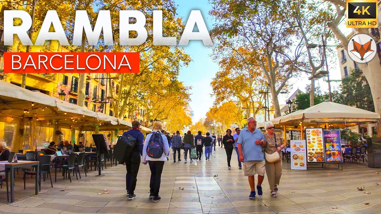 Ла Рамбла, Барселона: Самая известная улица | Walking Tour 4K