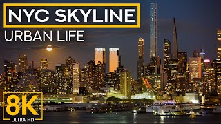 New York City Skyline Screensaver in 8K - Best Night Views of NYC