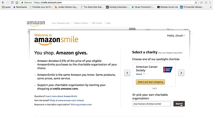 Setting up Amazon Smile