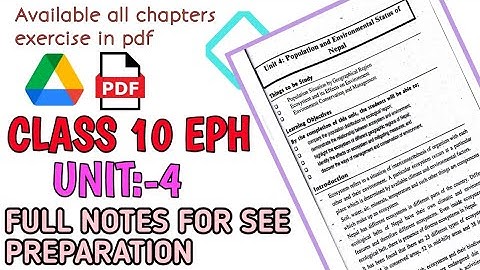 SEE EPH UNIT:-4 NOTES 2079 for see preparation ( Population and Environmental Status of Nepal )