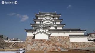 空撮・尼崎城：天守が１４５年ぶりに再建 兵庫