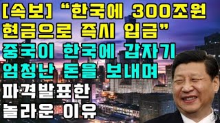 [속보] &quot;한국에 300조원 현금으로 즉시 입금&quot; 중국이 한국에 갑자기 엄청난 돈을 보내며 파격발표한 놀라운 이유