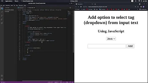 How To Add Option To Select Tag From Input Text using Javascript .