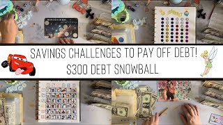 Cash Stuffing $300 into the Debt Binder. Let's work through some savings challenges! FREEBIE Alert!