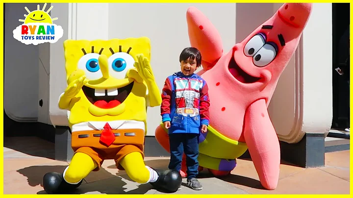 Ryan meets SpongeBob at Universal Studios Amusemen...