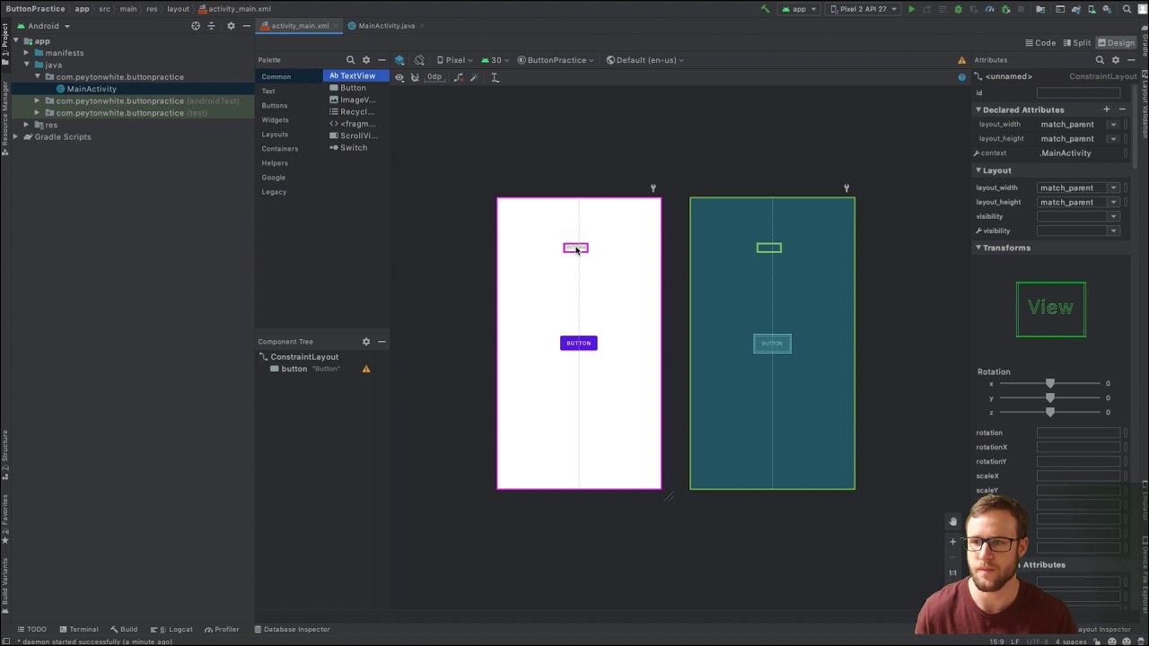 How to create a button in Android Studio(Java) - Beginner - YouTube