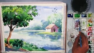 watercolor landscape beginners draw scenery paintings drawing watercolour painting easy beginner tutorials episode visit