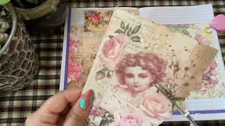 Asmr|| decorating my journal diary || Scrapbooking ||pink n floral flowers theme 🌸