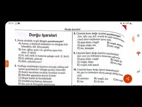 Durğu işarələrinin test üzərində izahı