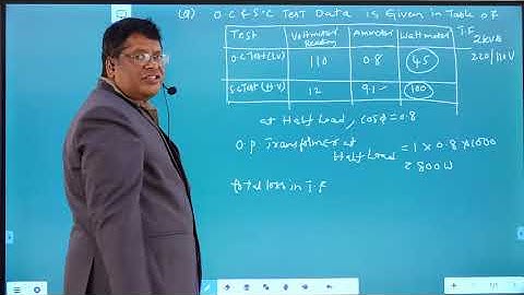 Numerical on OC and SC test on Transformer