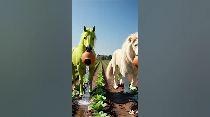 "The lion saved the watermelon plant from drying out by watering it 😭 #ai #tree #watermelon #water"
